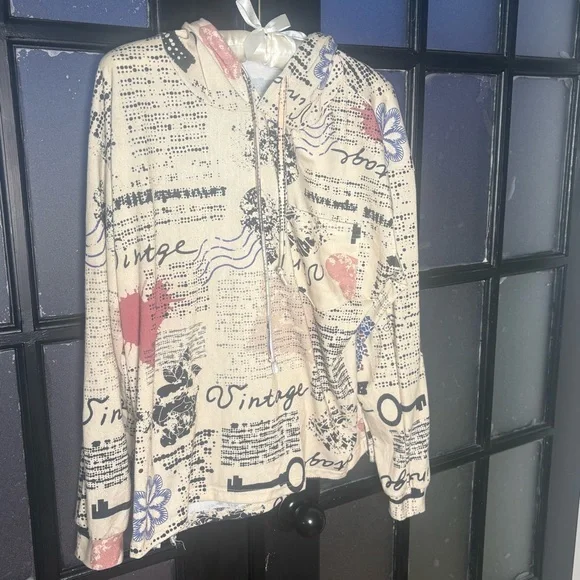 Lily by Firmiana Script Print Hoodie Romantic Literary Cottagecore Large - Picture 1 of 11